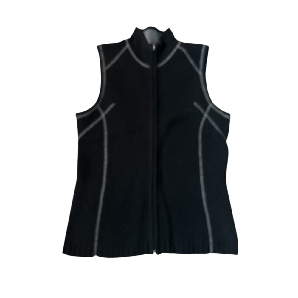 Eddie Bauer Womens Small Black Lambs Wool Blend Full Zip Vest